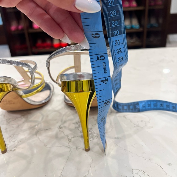 Fendi sandals with silver, gold and pink straps, gold heels, size 37 - Picture 6 of 9